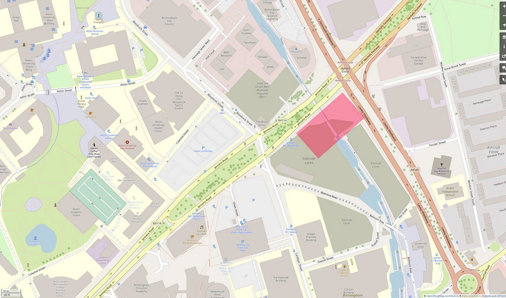 Map Showing Belmont Glassworks, Aston