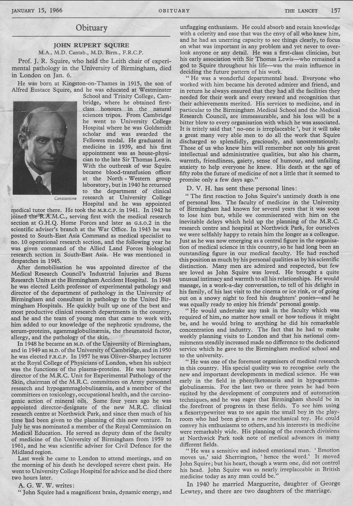 John Rupert Squire - obituary