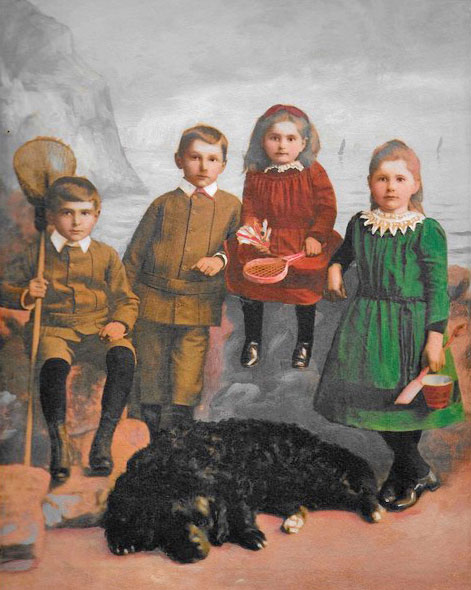 Hand-Coloured Photograph of Jack, William, Elsie and Isabel Le Brun