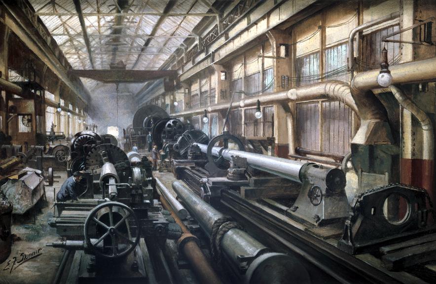 Machine Shop, Grimesthorpe Steel and Ordnance Works by E F Skinner