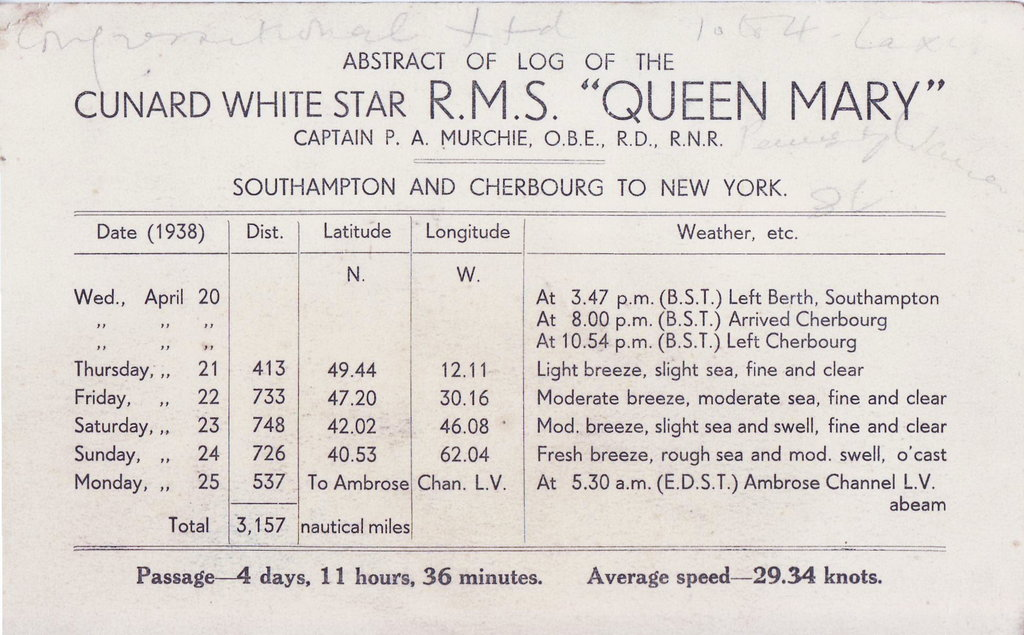 Queen Mary log