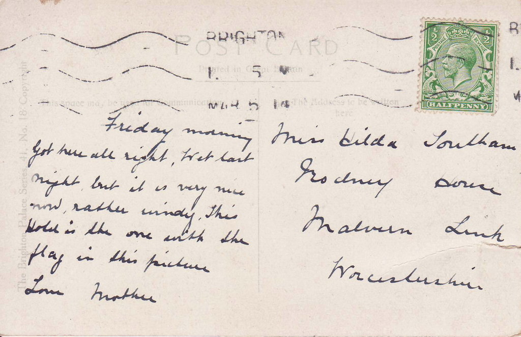 Southam postcard - back