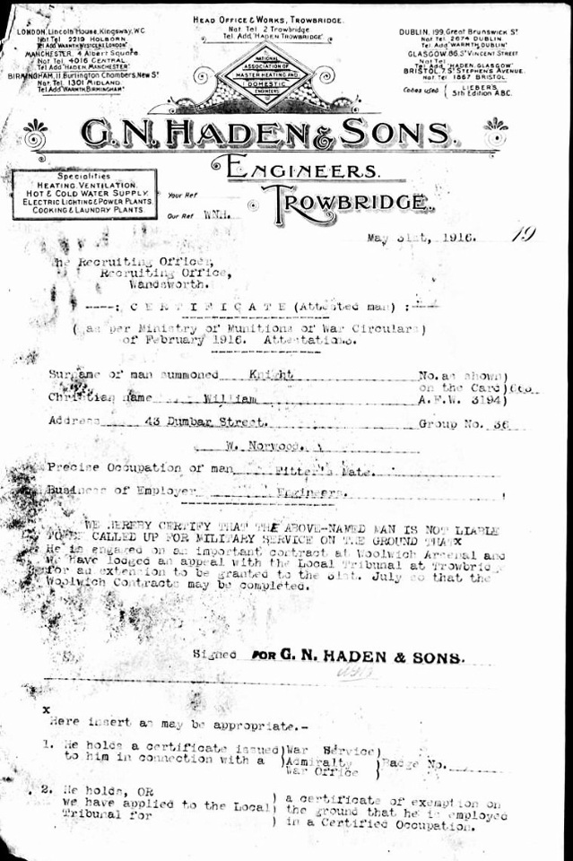 William Knight's exemption